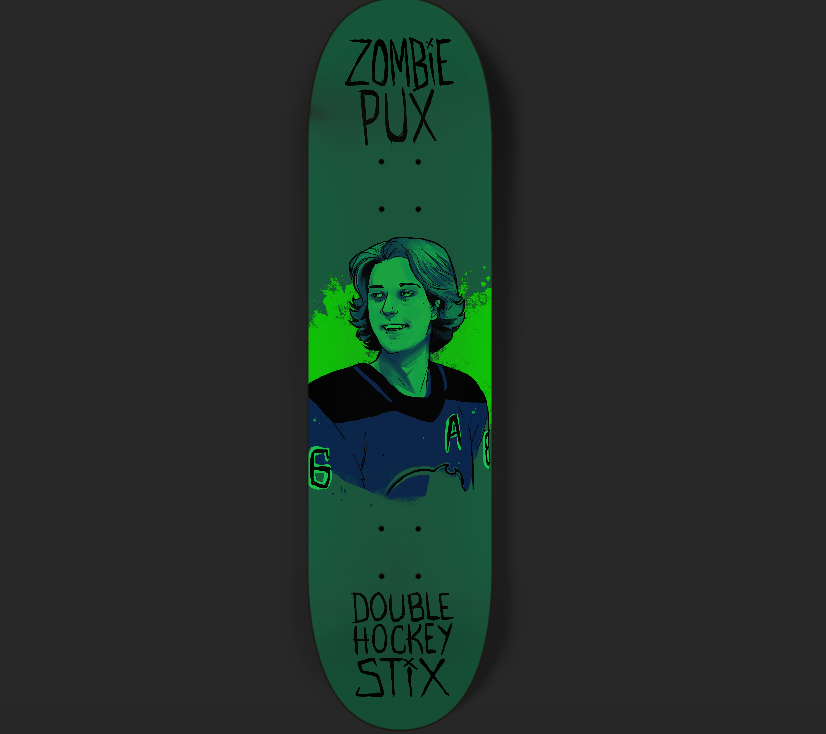 DHS X ZOMBIE PUX JACK HUGHES GLOW IN THE DARK SKATE DECK