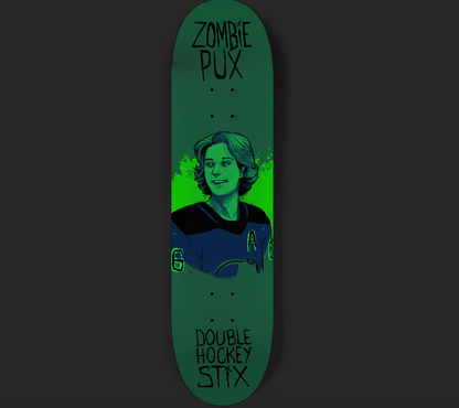 DHS X ZOMBIE PUX JACK HUGHES GLOW IN THE DARK SKATE DECK