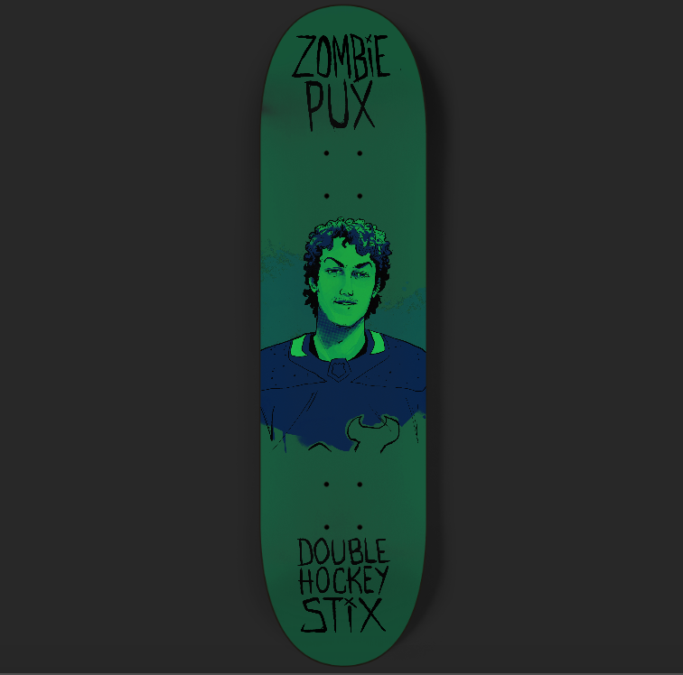 DHS X ZOMBIE PUX LUKE HUGHES GLOW IN THE DARK SKATE DECK