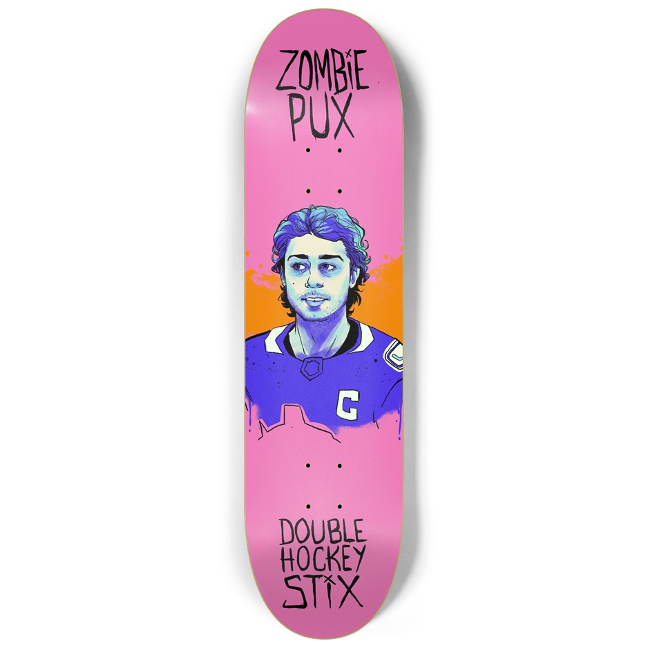 DHS X ZOMBIE PUX QUINN HUGHES GLOW IN THE DARK SKATE DECK