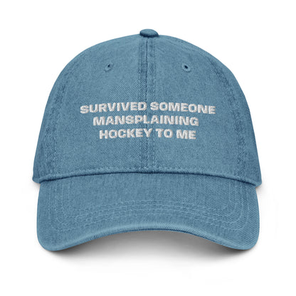 SURVIVED MANSPLAINING DENIM DAD HAT