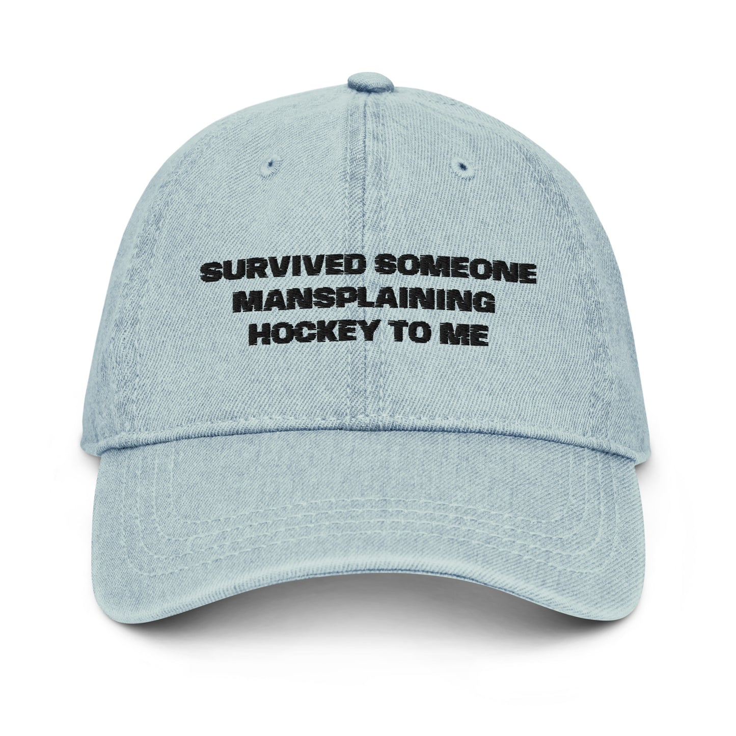 SURVIVED MANSPLAINING DENIM DAD HAT