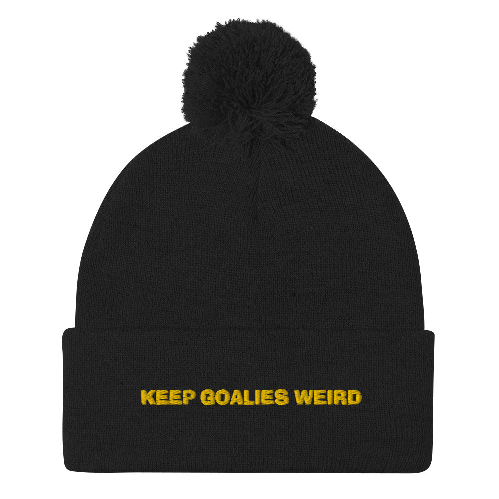 KEEP GOALIES WEIRD POM BEANIE